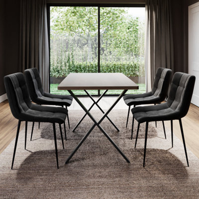 Vida Designs Richton Set of 4 Velvet Dining Chairs, Black