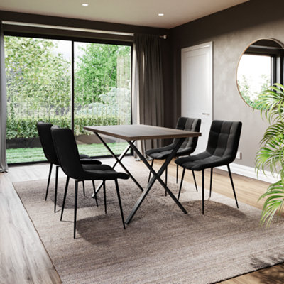 Vida Designs Richton Set of 4 Velvet Dining Chairs, Black