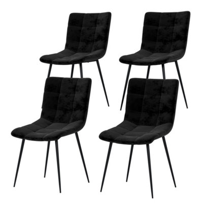 Vida Designs Richton Set of 4 Velvet Dining Chairs, Black