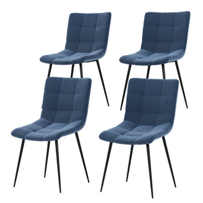 Vida Designs Richton Set of 4 Velvet Dining Chairs, Blue