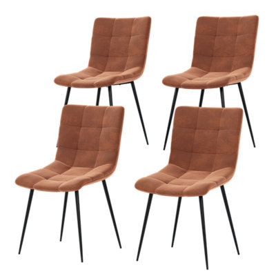 Vida Designs Richton Set of 4 Velvet Dining Chairs, Orange