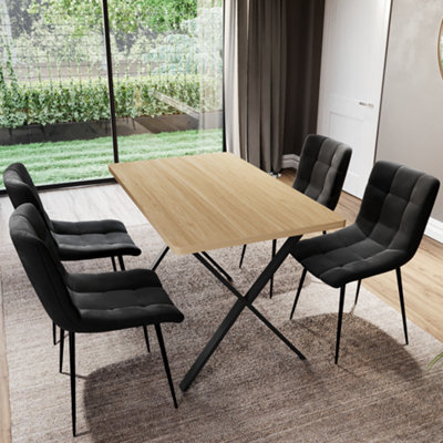 Vida Designs Richton Set of 6 Velvet Dining Chairs, Black