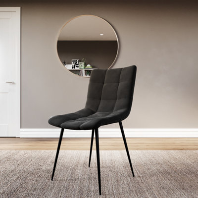 Vida Designs Richton Set of 6 Velvet Dining Chairs, Black
