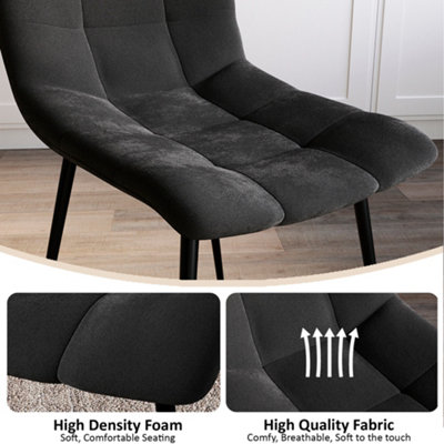 Vida Designs Richton Set of 6 Velvet Dining Chairs, Black