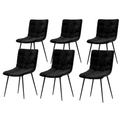 Vida Designs Richton Set of 6 Velvet Dining Chairs, Black