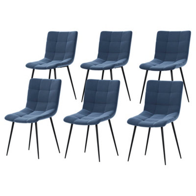 Vida Designs Richton Set of 6 Velvet Dining Chairs, Blue