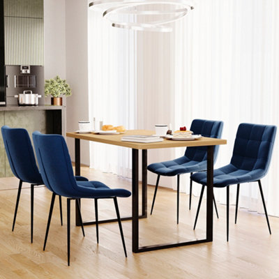 Vida Designs Richton Set of 6 Velvet Dining Chairs, Blue