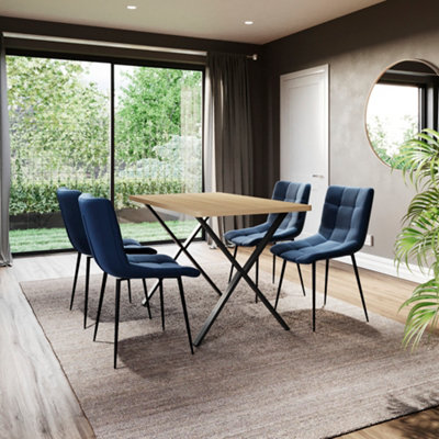 Vida Designs Richton Set of 6 Velvet Dining Chairs, Blue