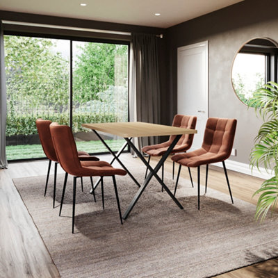 Vida Designs Richton Set of 6 Velvet Dining Chairs, Orange