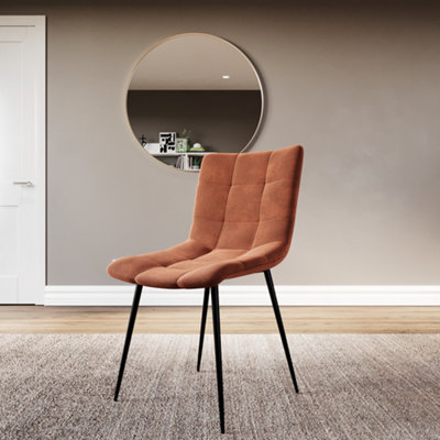 Vida Designs Richton Set of 6 Velvet Dining Chairs, Orange