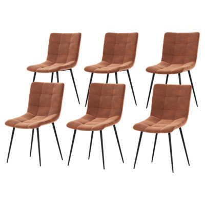 Vida Designs Richton Set of 6 Velvet Dining Chairs, Orange
