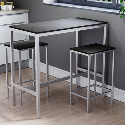 Vida Designs Roslyn 2 Seater Bar Table Set, Black