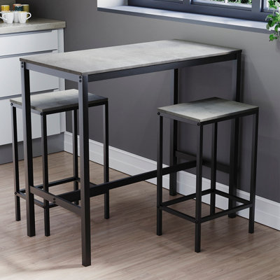 Vida Designs Roslyn 2 Seater Bar Table Set, Concrete Grey