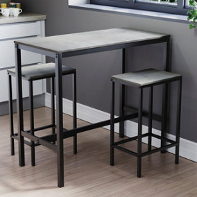 Vida Designs Roslyn 2 Seater Bar Table Set, Concrete Grey