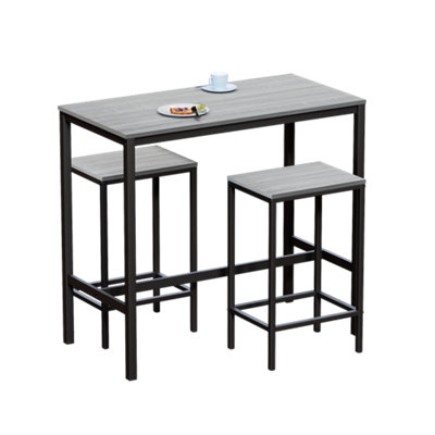 Vida Designs Roslyn 2 Seater Bar Table Set, Grey