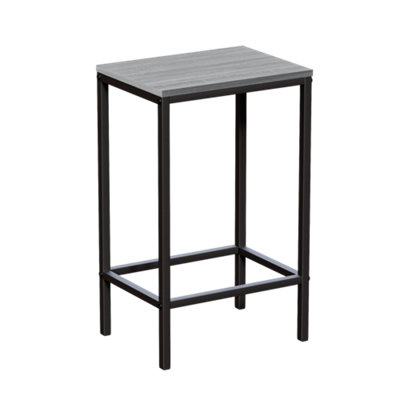 Vida Designs Roslyn 2-zits bartafelset, ontbijttafel met 2 barkrukken, industrieel stalen frame (donker hout