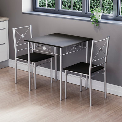 Vida Designs Roslyn 2 Seater Dining Set, Black