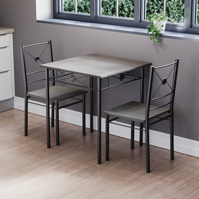 Vida Designs Roslyn 2 Seater Dining Set, Concrete Grey