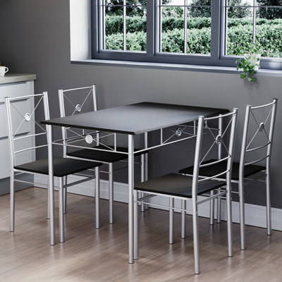 Vida Designs Roslyn 4 Seater Dining Set, Black