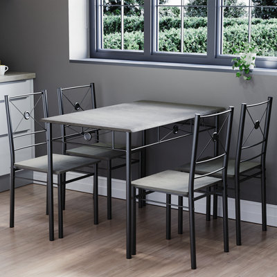 Vida Designs Roslyn 4 Seater Dining Set, Concrete Grey
