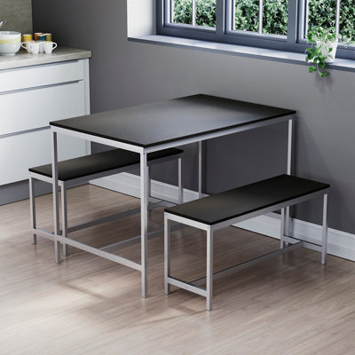 Vida Designs Roslyn 4 Seater Dining Table With Bench Set, Black