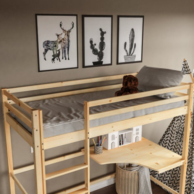 Pine bunk bed with desk hotsell