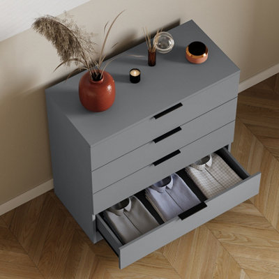 Vida Designs Trega Kommode 5 Schubladen Weiß – Platzsparender Schlafzimmerschrank 90x66x36cm Mit Gleitschienen
