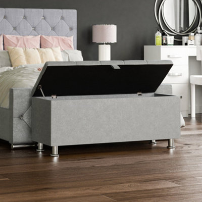 Grey velvet deals storage bench