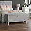 Vida Designs Valencia Storage Ottoman Light Grey Velvet Storage Bench Chest Bedroom Living Room 