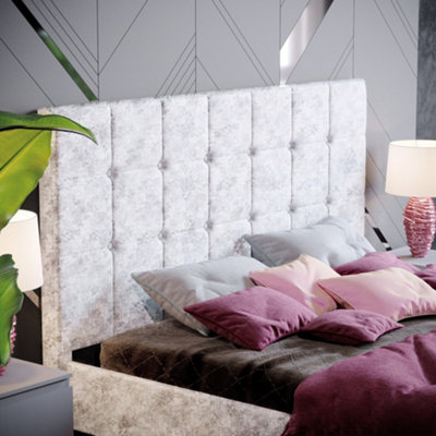 Vida Designs Valentina Crushed Velvet Silver 5ft King Size Bed Frame, 200 x 150cm