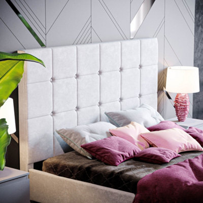 Vida Designs Valentina Light Grey Velvet 4ft6 Double Bed Frame, 190 x 135cm