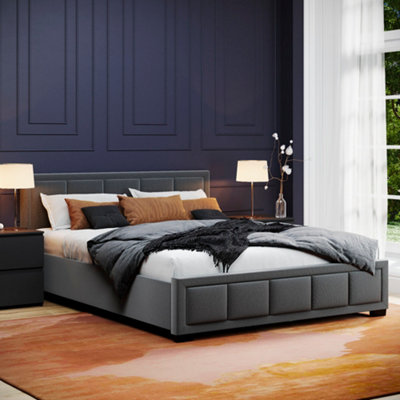 Vida Designs Vanita King Fabric UKFR Bed, Dark Grey