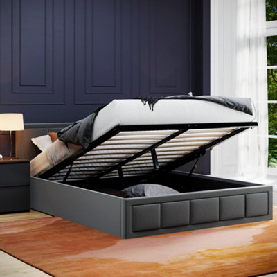 Vida Designs Vanita King Ottoman Fabric Bed, Dark Grey