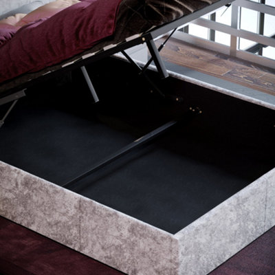 Vida Designs Veronica Silver Velvet 4ft6 Double Ottoman Bed Frame, 190 x 135cm
