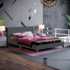 Vida Designs Victoria Dark Grey Linen 4ft6 Double Bed Frame, 190 x 135cm