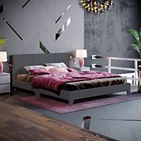 Vida Designs Victoria Dark Grey Linen 5ft King Size Bed Frame, 200 x 150cm