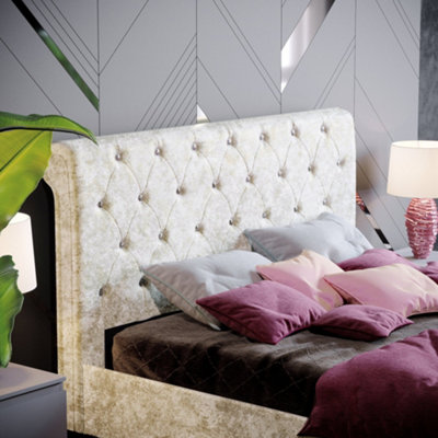 Vida Designs Violetta Crushed Velvet Champagne 4ft6 Double Bed Frame, 190 x 135cm