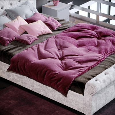 Vida Designs Violetta Crushed Velvet Silver 4ft6 Double Bed Frame, 190 x 135cm
