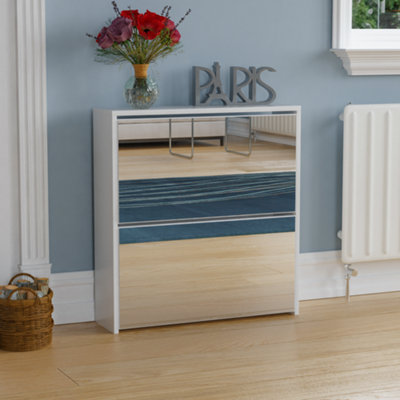Vida Designs Welham White Drawer Mirrored Shoe Storage Cabinet