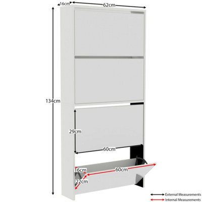 Vida Designs Welham White 4 Drawer Mirrored Shoe Storage Cabinet