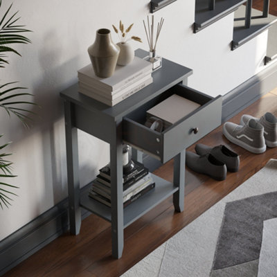 Vida Designs Windsor Grey 1 Drawer Console Table With Undershelf