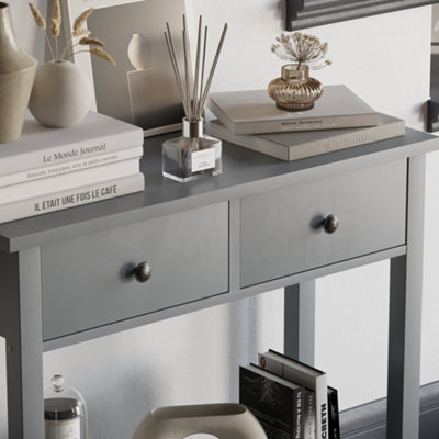 Vida Designs Windsor Grey 2 Drawer Console Table With Undershelf