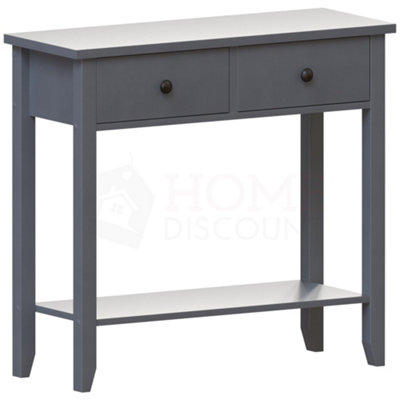 Vida Designs Windsor Grey 2 Drawer Console Table With Undershelf