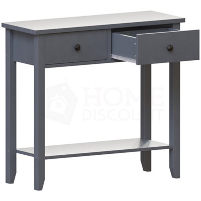 Vida Designs Windsor Grey 2 Drawer Console Table With Undershelf