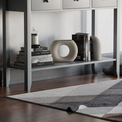 Vida Designs Windsor Grey 3 Drawer Console Table With Undershelf