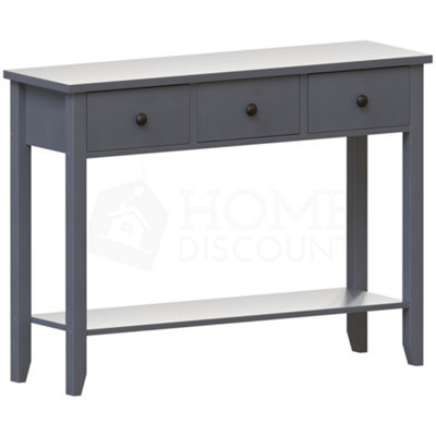Vida Designs Windsor Grey 3 Drawer Console Table With Undershelf