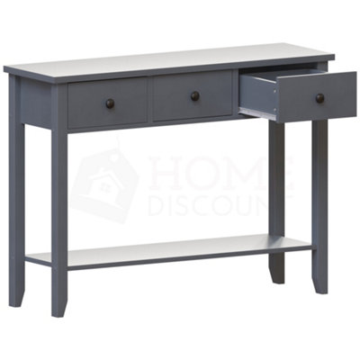 Vida Designs Windsor Grey 3 Drawer Console Table With Undershelf