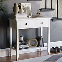 Vida Designs Windsor White 2 Drawer Console Table With Undershelf