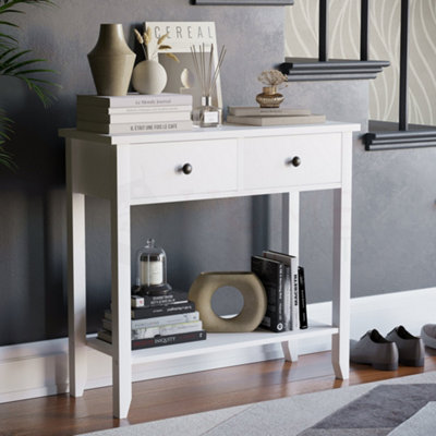 Vida Designs Windsor White 2 Drawer Console Table With Undershelf