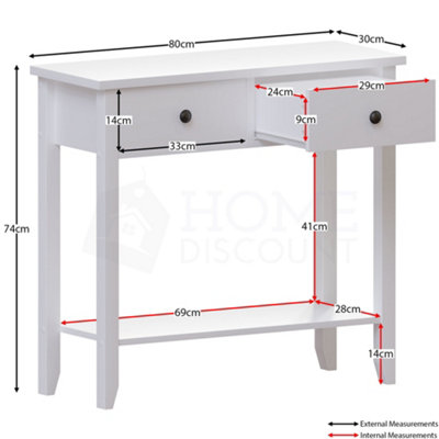 Vida Designs Windsor White 2 Drawer Console Table With Undershelf